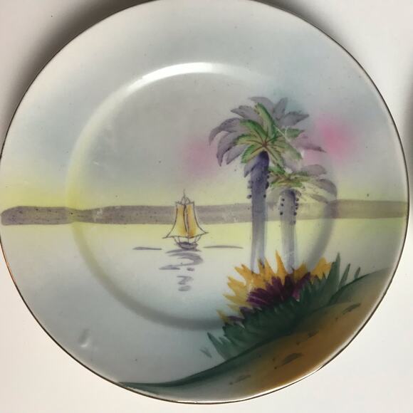 Takito Made In Nippon Japan VTG Set Of Four 6" Diameter Hand Painted Plates - Picture 2 of 10